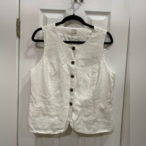 J. Crew Cream Sleeveless Button-Down Linen Vest
